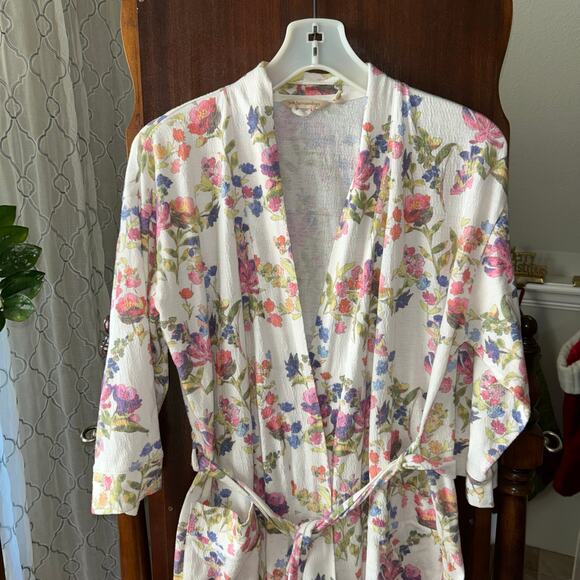 Soft Surroundings Women’s Petite Small Robe Floral Wrap Belted Pockets - Picture 2 of 10